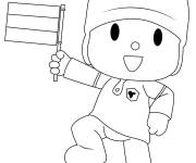 Coloriage Pocoyo joue au foot