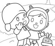 Coloriage Pocoyo, Nina et Roberto en riant