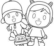 Coloriage Pocoyo, Nina et Roberto facile
