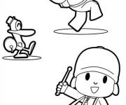 Coloriage Pocoyo, Pato et Elly avec des instruments de musique