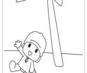 Coloriage Pocoyo sous le palmier