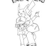 Coloriage Ash et Pikachu