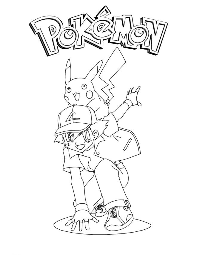 Coloriage et dessins gratuits Ash et Pikachu à imprimer