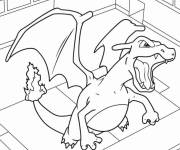 Coloriage Charizard sur stade Pok&eacute;mon