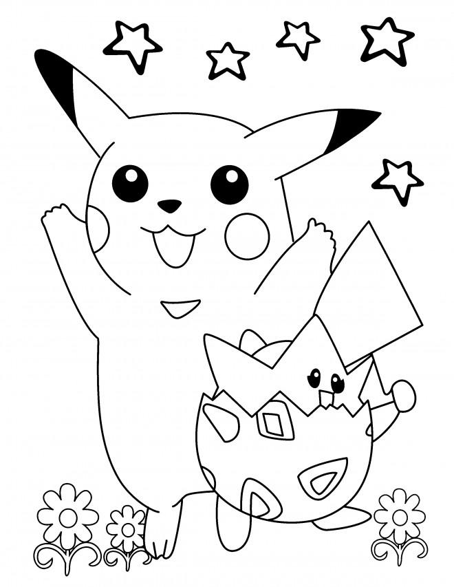 Coloriage et dessins gratuits Dessin de Pikachu trop mignon à imprimer
