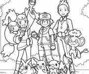 Coloriage L'équipe de Pokémon d'Ash