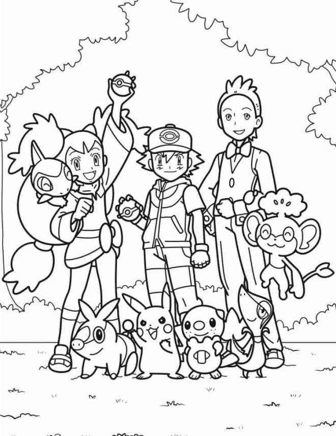 Coloriage et dessins gratuits L'équipe de Pokémon d'Ash à imprimer