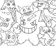 Coloriage Les Pok&eacute;mons c&eacute;l&egrave;brent le Halloween