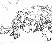 Coloriage Les Pok&eacute;mons s'amusent