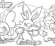 Coloriage Les starters de Pok&eacute;mon &Eacute;p&eacute;e et Bouclier