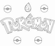 Coloriage Logo Pokémon avec des badges
