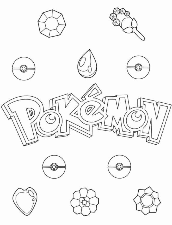Coloriage et dessins gratuits Logo Pokémon avec des badges à imprimer