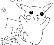 Coloriage Pikachu et Chenipan de Pokemon Go