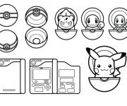 Coloriage Pikachu et Pokeball