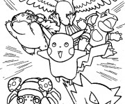 Coloriage Pikachu et ses amis attaquent