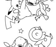 Coloriage et dessins gratuit Pikachu et ses amis Pokémon  à imprimer