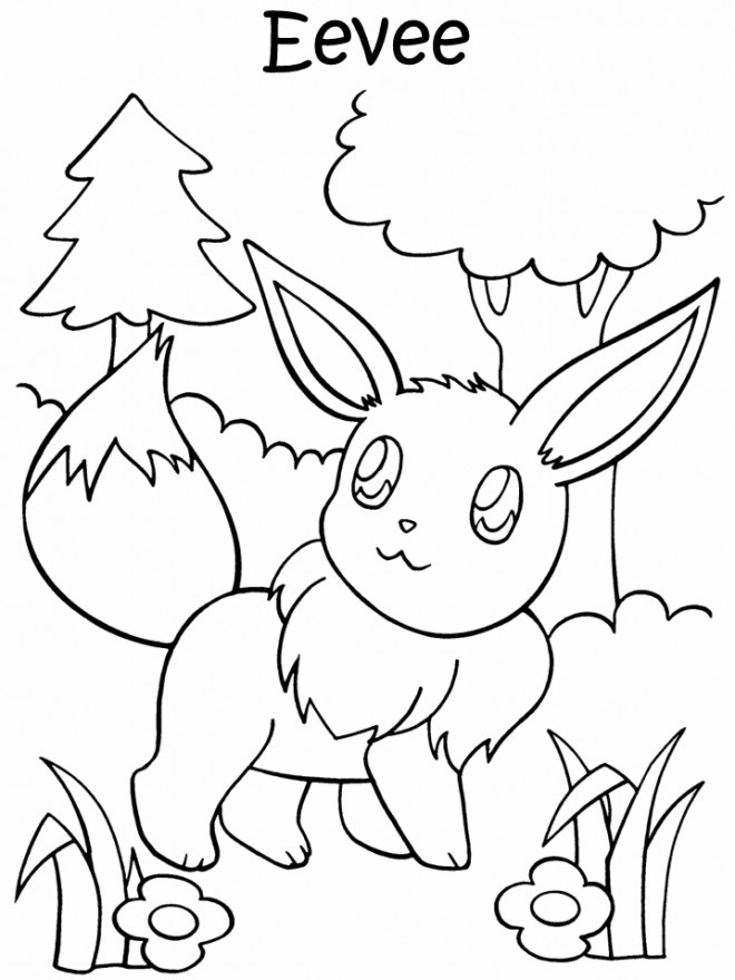 Coloriage Pokémon Eevee dessin gratuit à imprimer