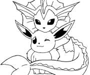 Coloriage Pok&eacute;mon Eevee et Vaporeon