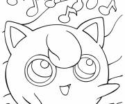 Coloriage Pokemon Jigglypuff  qui chante