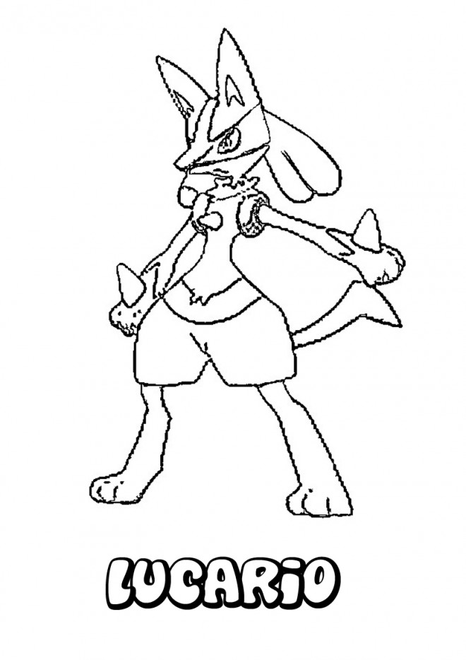 Coloriage Pokémon Lucario en couleur dessin gratuit à imprimer