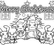 Coloriage Pok&eacute;mon souhaite un joyeux No&euml;l