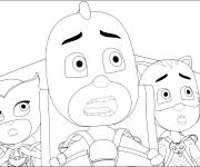 Coloriage Aventures de Gluglu, Bibou et Yoyo de Pyjamasques