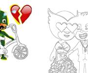 Coloriage Catboy aime Owlette et la d&eacute;ception de Guglu