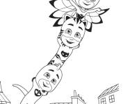Coloriage La collaboration de l'&eacute;quipe de PJ Mask