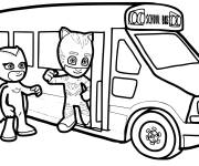 Coloriage Le bus scolaire Pyjamasques