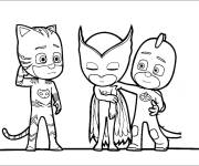 Coloriage Le soutien des personnages de Pyjamasques