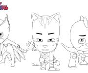 Coloriage Les heroes Gluglu, Bibou, Yoyo de PJ Mask