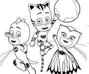 Coloriage Les h&eacute;ros de PJ Mask sur la lune