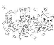 Coloriage Les h&eacute;ros de PJ Masks sauvent la terre