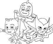 Coloriage Les h&eacute;ros puissants de PJ Mask prennent une photo