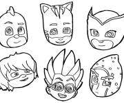 Coloriage Les masques principaux de PJ Mask dessin anim&eacute;