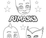 Coloriage Les personnages courageux de PJ Masks parmi les &eacute;toiles