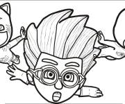 Coloriage Les personnages de Pyjamasques en vol