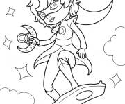 Coloriage Luna de PJ Masks en volant parmi les nuages