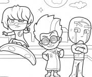 Coloriage Luna Girl, Rom&eacute;o et Night Ninja sur le toit