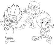 Coloriage Owlette, Rom&eacute;o et Night Ninja PJ Mask