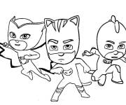 Coloriage Personnages de Pyjamasques en uniformes