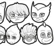 Coloriage Personnages principaux de PJ Mask en emoji