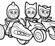 Coloriage Personnages Pyjamasques sur moto