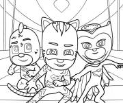Coloriage Poster de Gekko, Owlette et Catboy imprimable