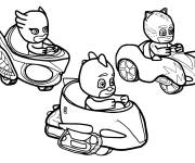 Coloriage Pyjamasques course des voitures