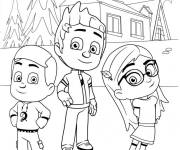 Coloriage Sacha, Amaya et Greg PJ Masks