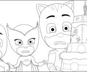 Coloriage Surprise pendant l'anniversaire de Bibou Pyjamasques
