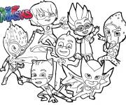 Coloriage Tous les Heroes principaux PJ Mask