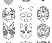 Coloriage et dessins gratuit Tous les masques de Pyjamasques à imprimer