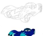 Coloriage Voiture de course de Pyjamasques avec mod&egrave;le en couleur